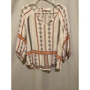 Renee C. Boho Aztec Print Women’s Blouse Top Size 1X Multicolor